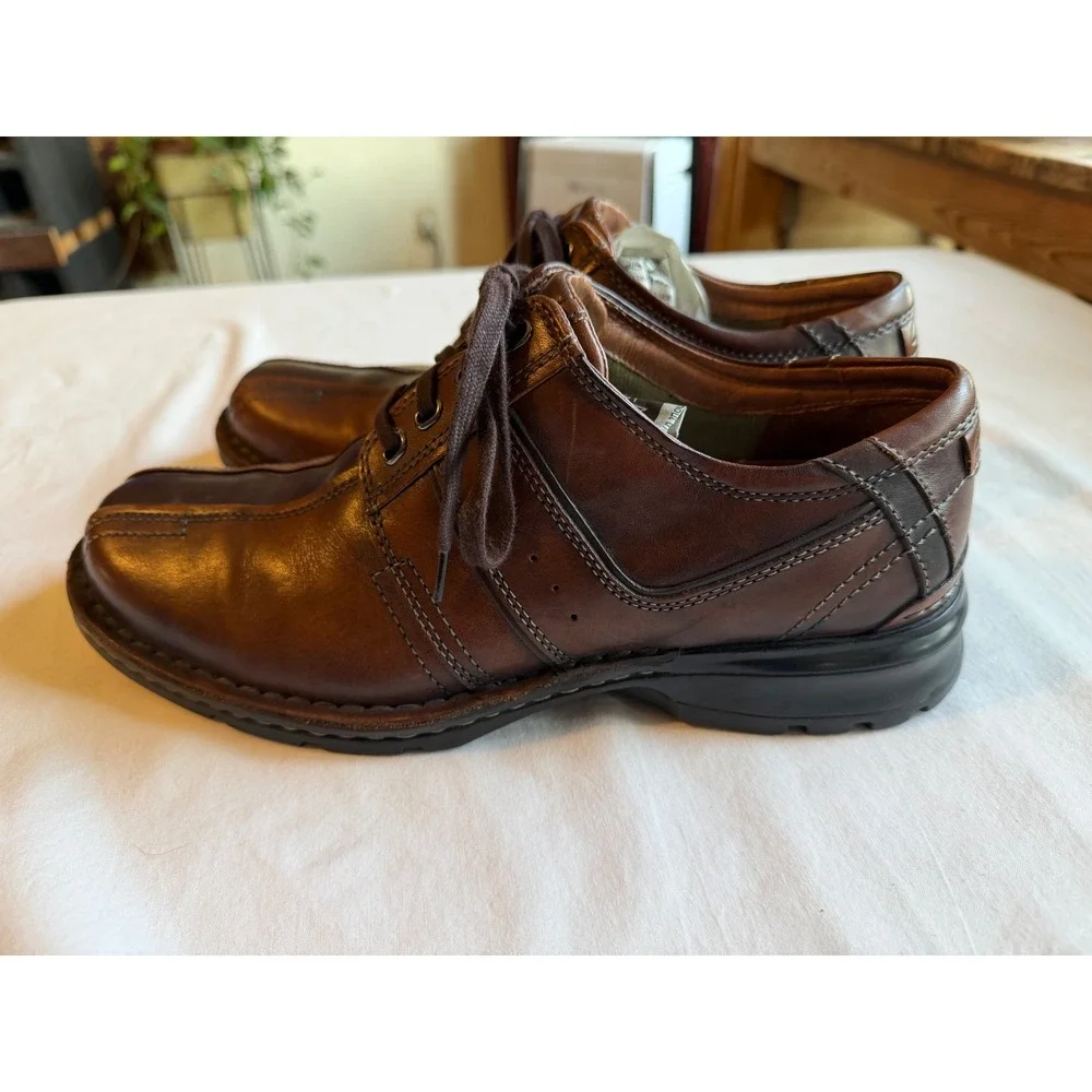 Clarks Mens Brown Leather Bicycle Toe Oxford Lace Up Shoes 70852 Size 10M